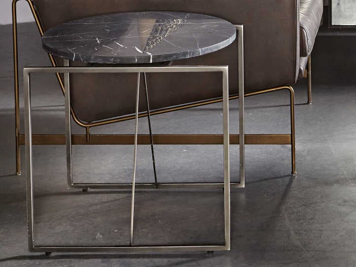 Sonder Living Georgina Round Wood Black Marble End Table