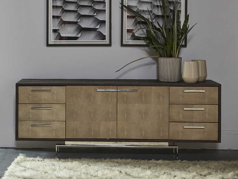 Sonder Living Latham 72" Peroba With Textured Resin Faux Shagreen Credenza Sideboard