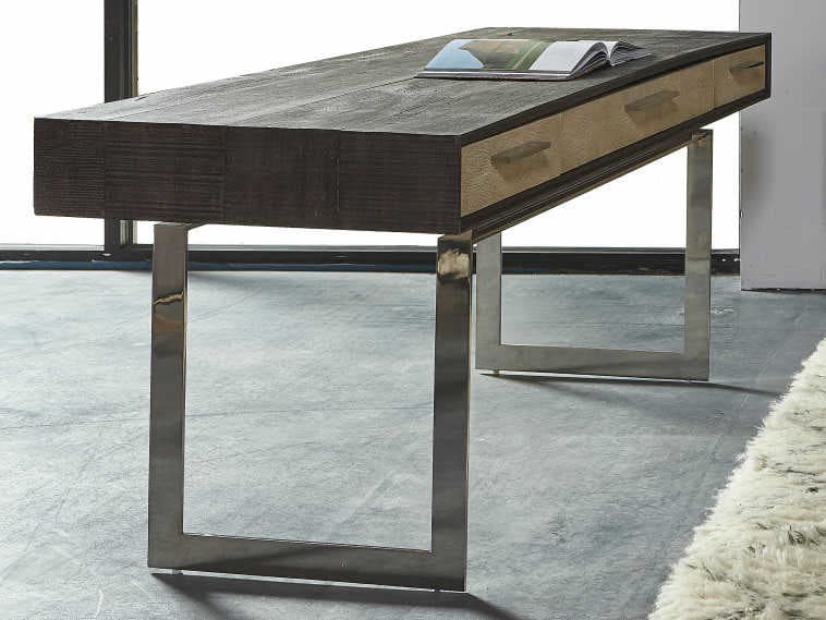 Sonder Living Latham Peroba With Textured Resin Faux Shagreen Brown Computer Desk