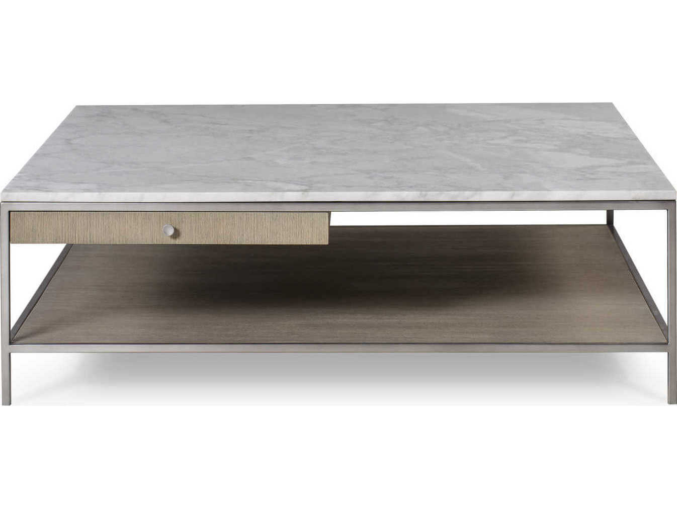 Sonder Living Paxton Square Marble Silver Oak With Brushed Nickel Coffee Table