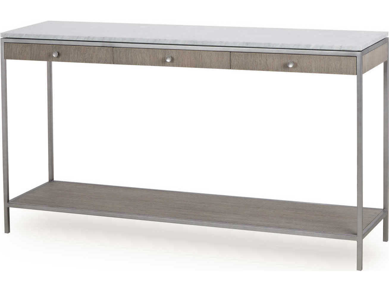 Sonder Living Paxton Rectangular Marble Silver Oak With Brushed Nickel Console Table