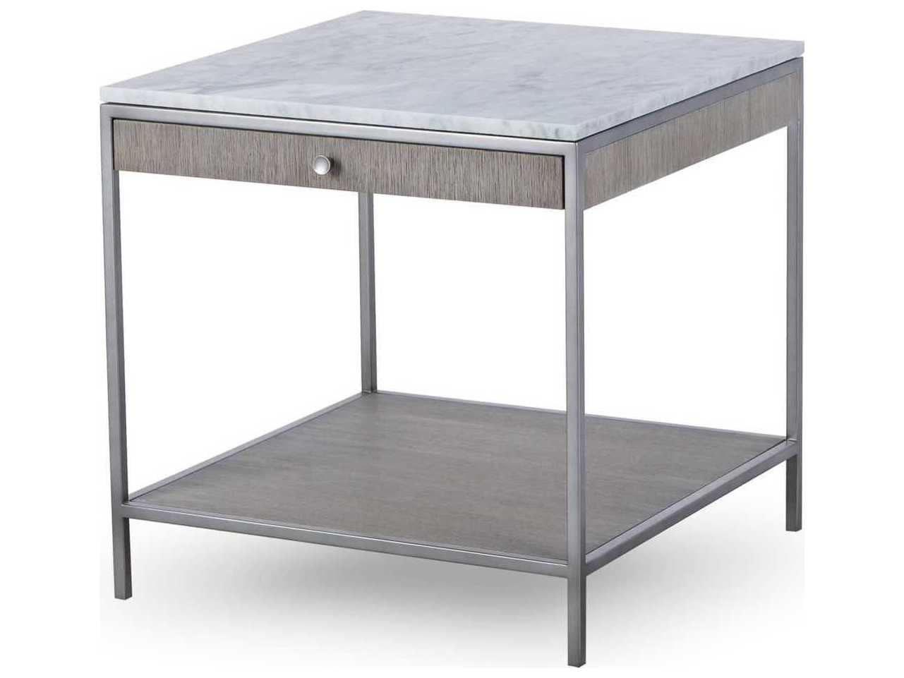 Sonder Living Paxton Square Marble Silver Oak With Brushed Nickel End Table