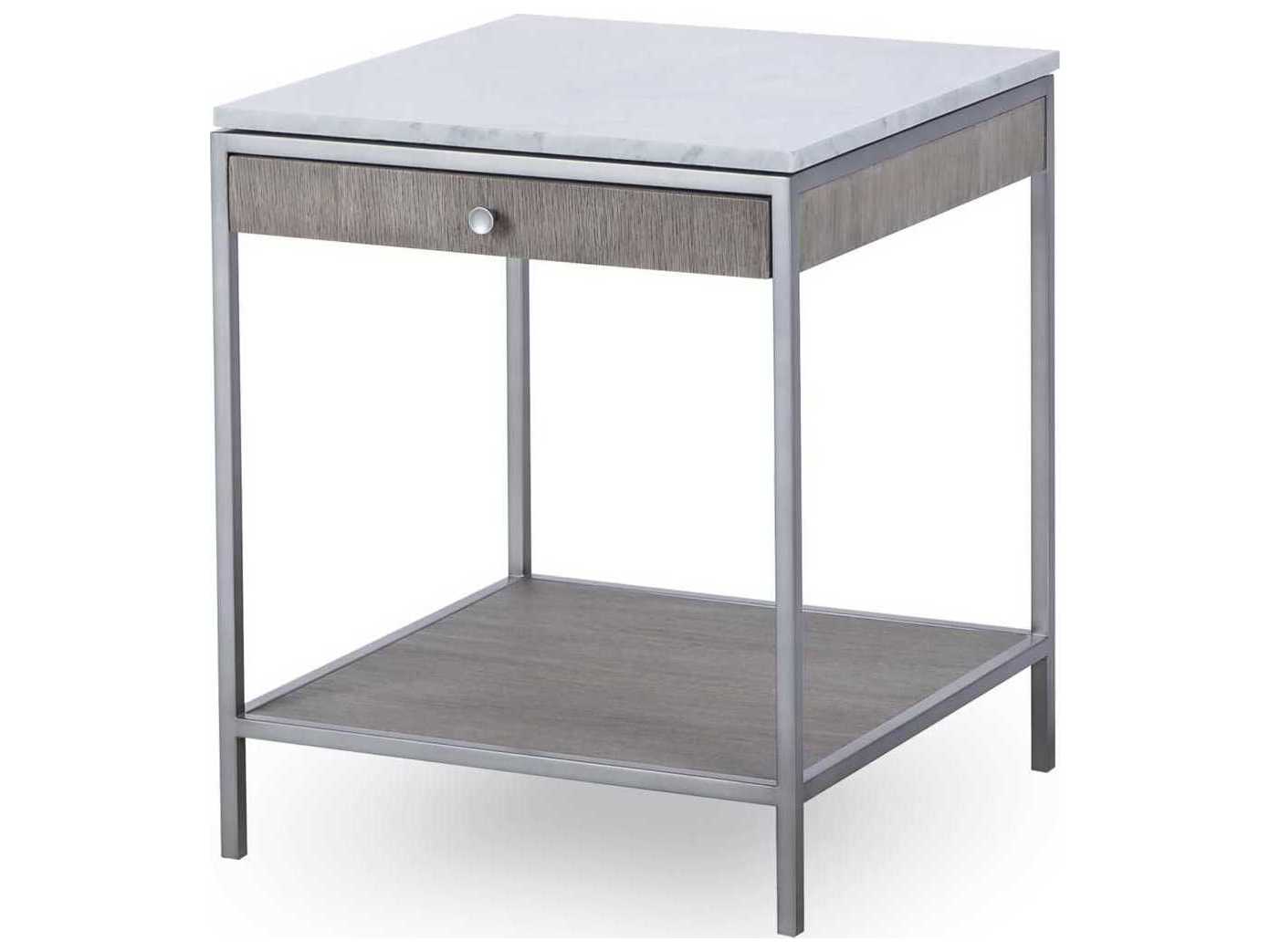 Sonder Living Paxton Square Marble Silver Oak With Brushed Nickel End Table