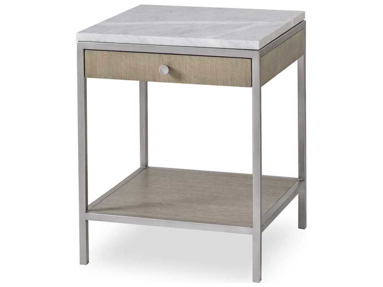 Sonder Living Paxton Square Marble Silver Oak With Brushed Nickel End Table