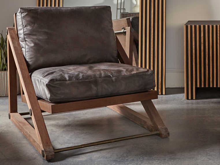 Sonder Living Teddy Black Leather Accent Chair