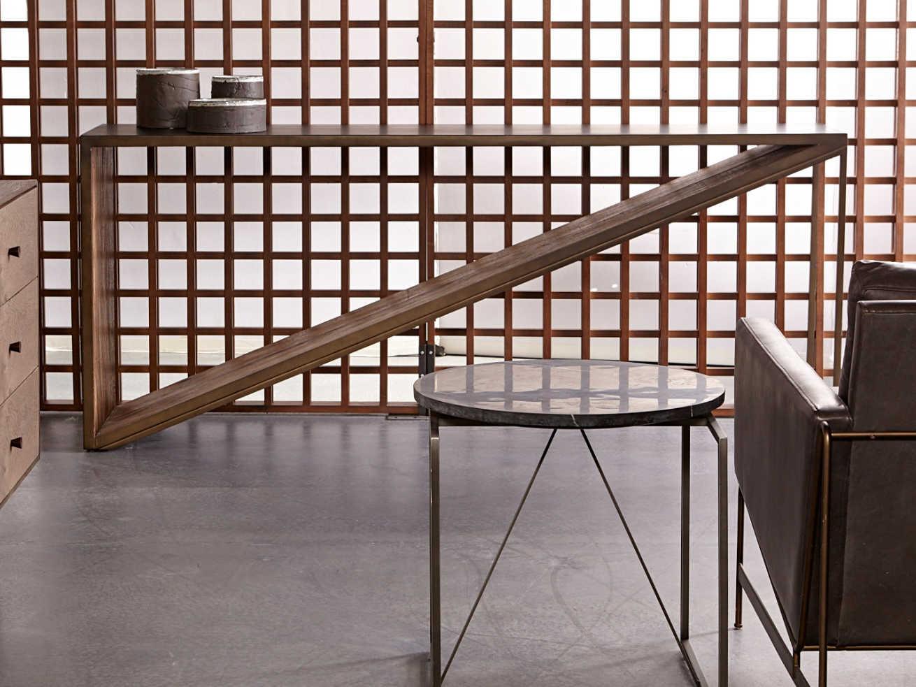 Sonder Living Triangle Rectangular Wood Peroba Console Table