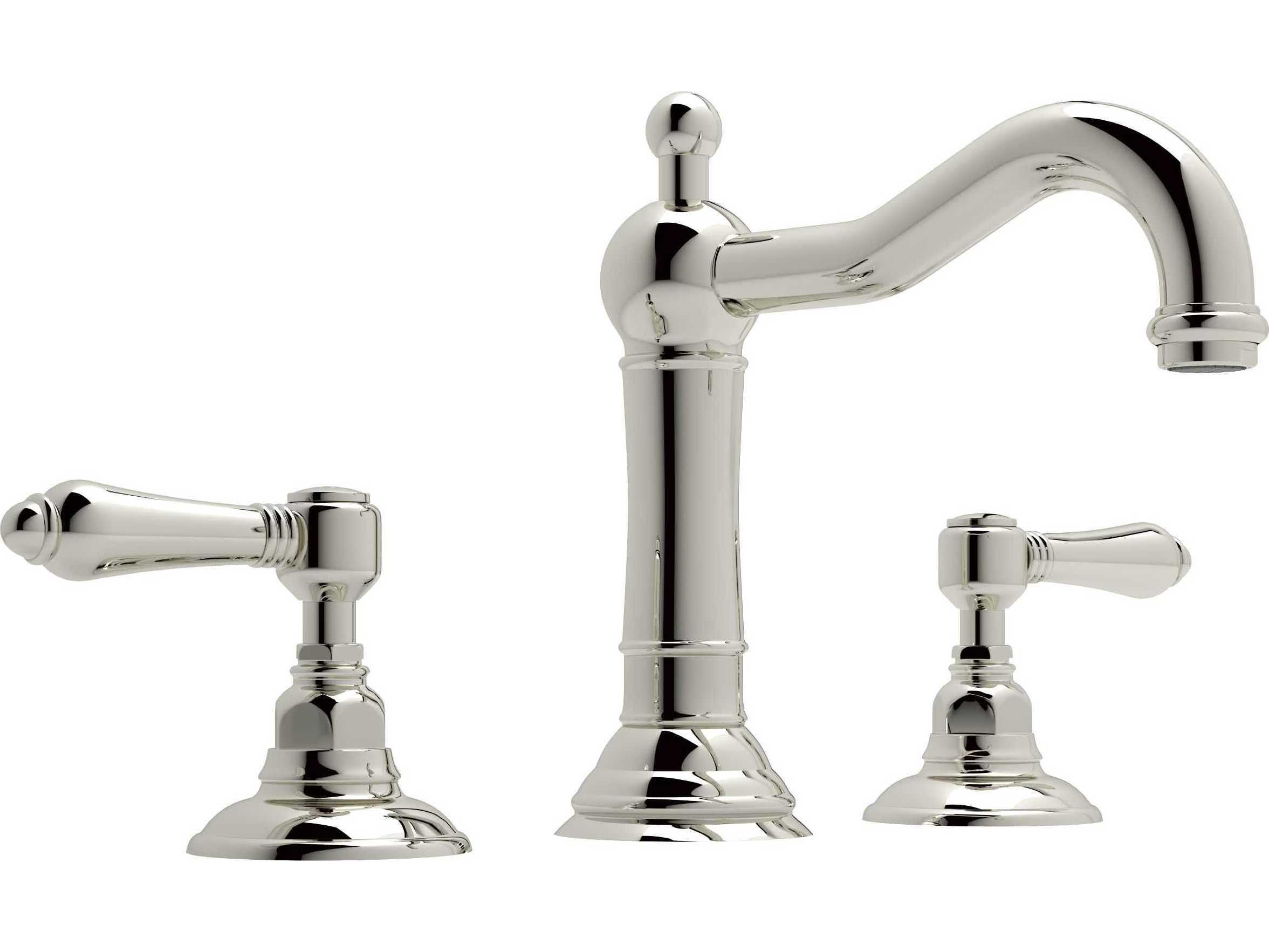 Rohl Acqui Polished Nickel Column Spout Widespread Lavatory Faucet with Lever Handles