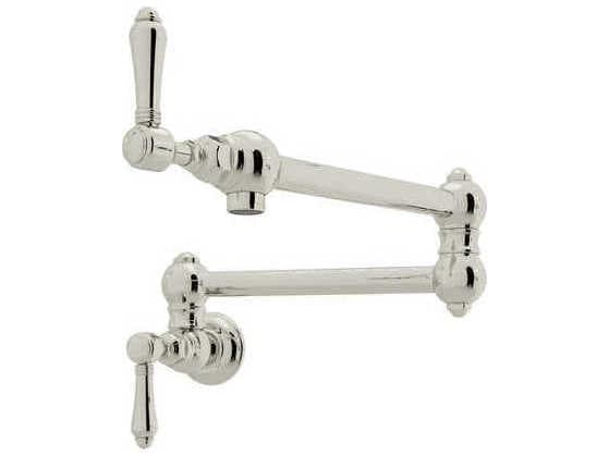Rohl Polished Nickel Wall Mount Swing Arm Pot Filler with Lever Handles