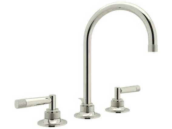 Rohl Graceline Polished Nickel C-Spout Widespread Lavatory Faucet with Lever Handles