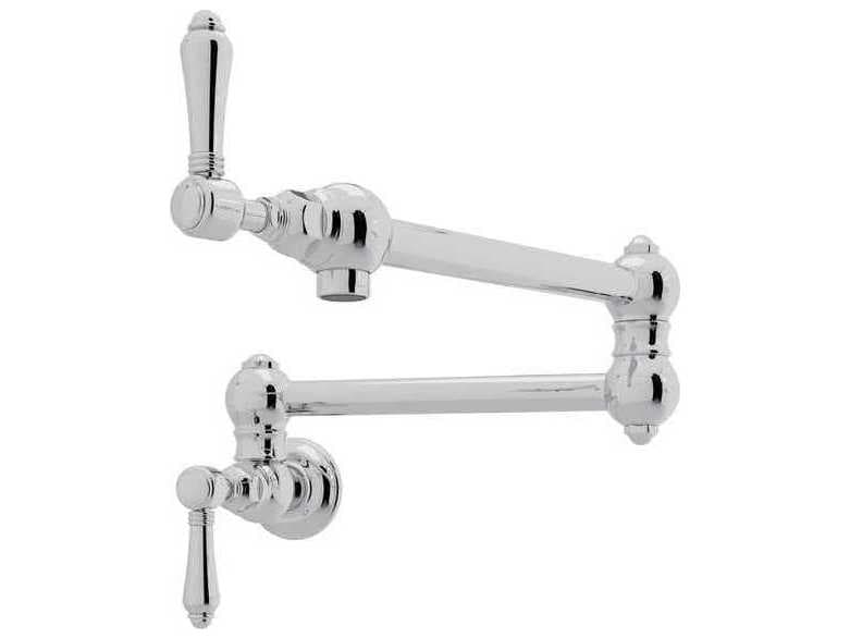 Rohl Polished Chrome Wall Mount Swing Arm Pot Filler with Lever Handles