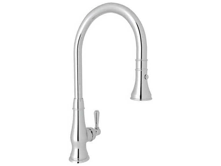 Rohl Patrizia Polished Chrome Pull-Down Faucet with Lever Handle