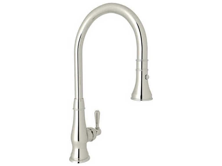 Rohl Patrizia Polished Nickel Pull-Down Faucet with Lever Handle