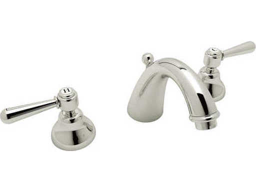 Rohl Verona Polished Nickel C-Spout Widespread Lavatory Faucet with Lever Handles