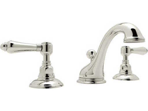 Rohl Viaggio Polished Nickel C-Spout Widespread Lavatory Faucet with Lever Handles