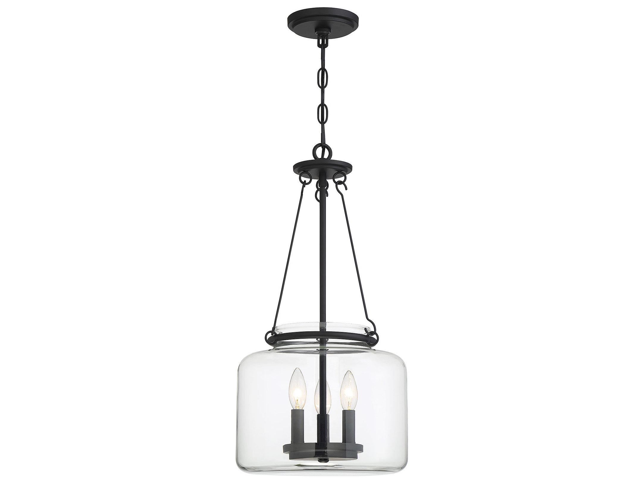 Savoy House Akron 3-Light Matte Black Glass Mini Pendant