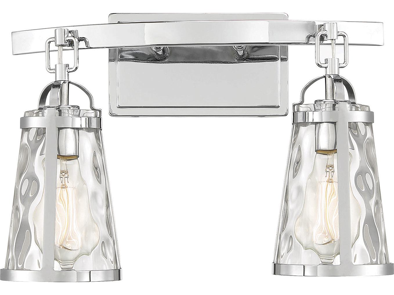 Savoy House Albany 2-Light Polished Chrome Glass Vanity Light