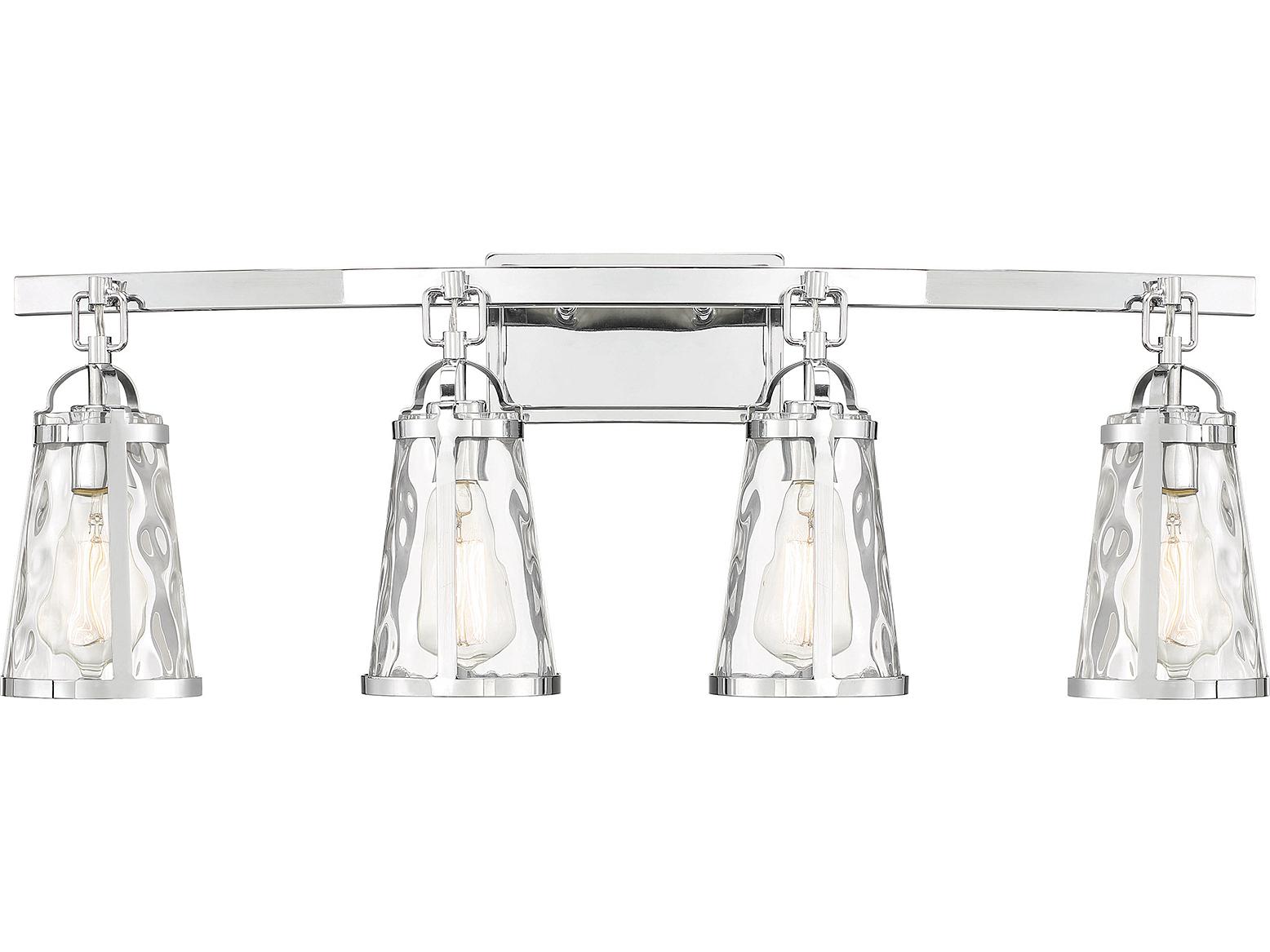 Savoy House Albany 4-Light Polished Chrome Glass Vanity Light