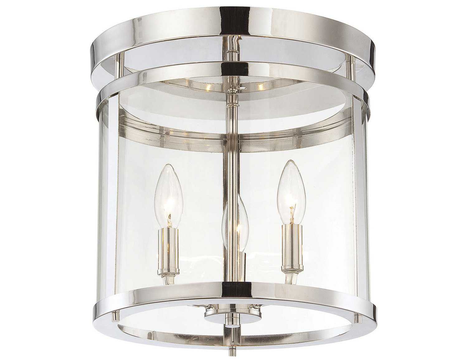 Savoy House Penrose 3-Light Polished Nickel Glass Drum Semi Flush Mount