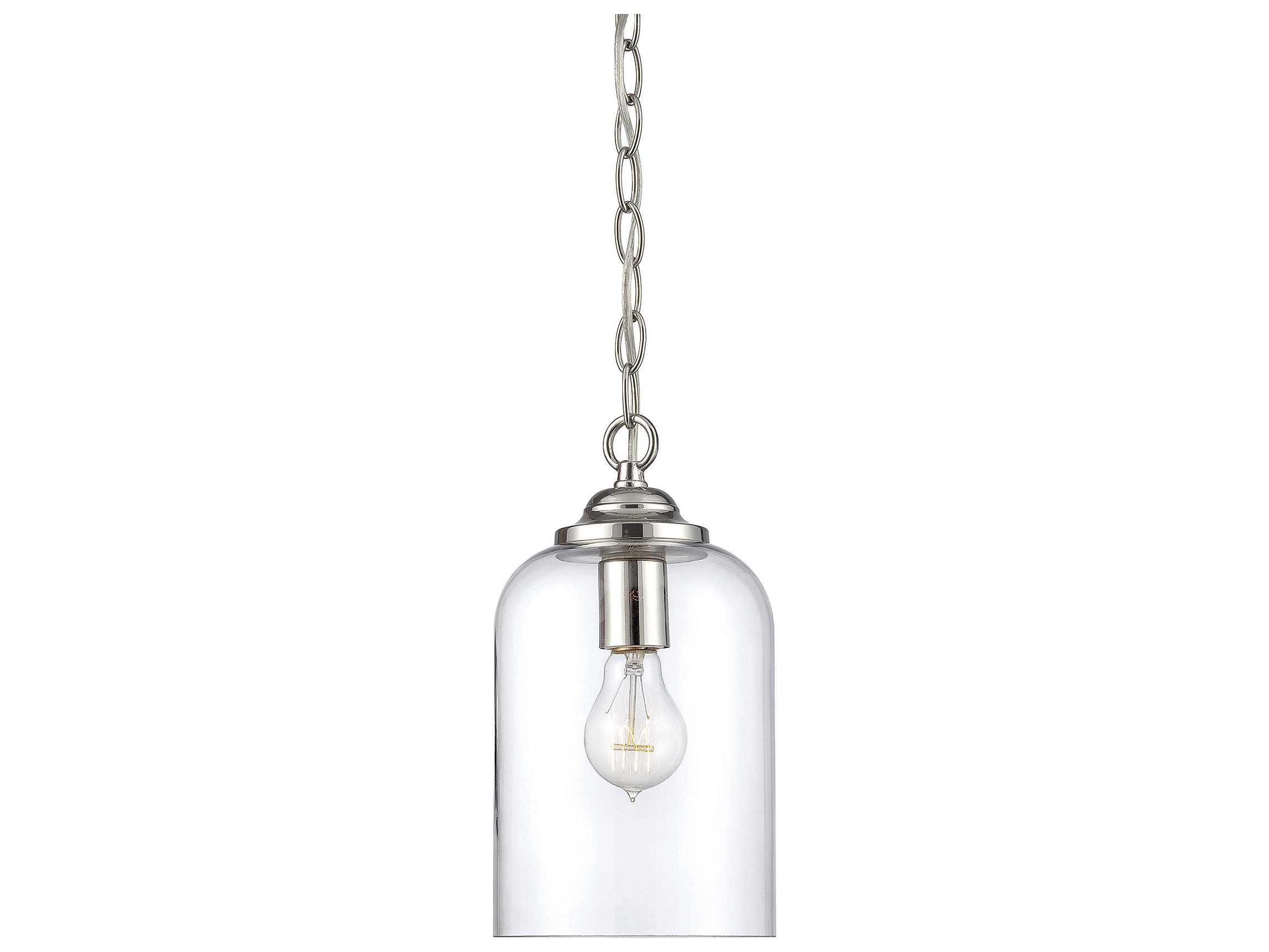 Savoy House Bally 1-Light Polished Nickel Chrome Glass Mini Pendant