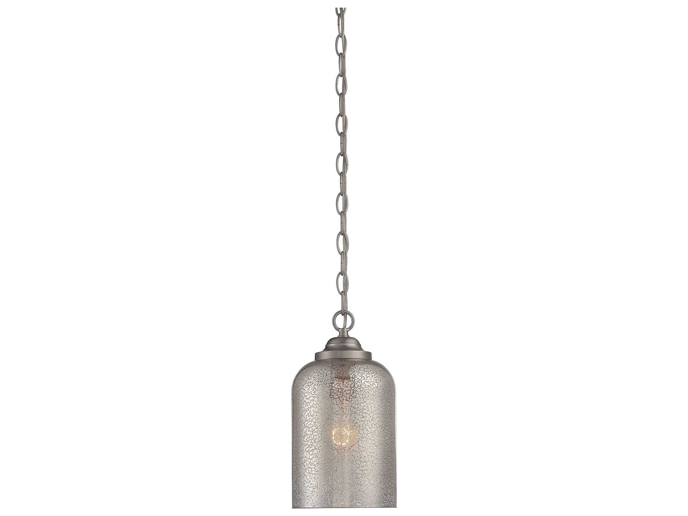 Savoy House Bally 1-Light Satin Nickel Pewter Glass Mini Pendant