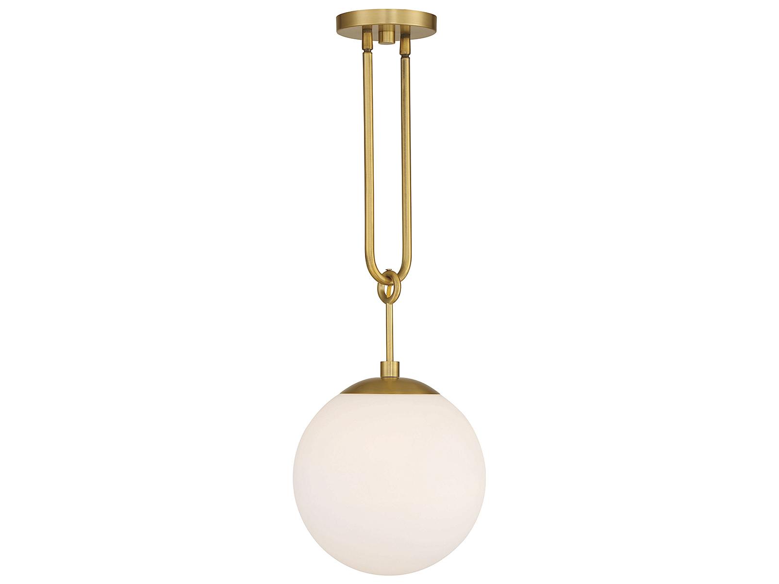 Savoy House Becker 1-Light Warm Brass Glass Globe Mini Pendant