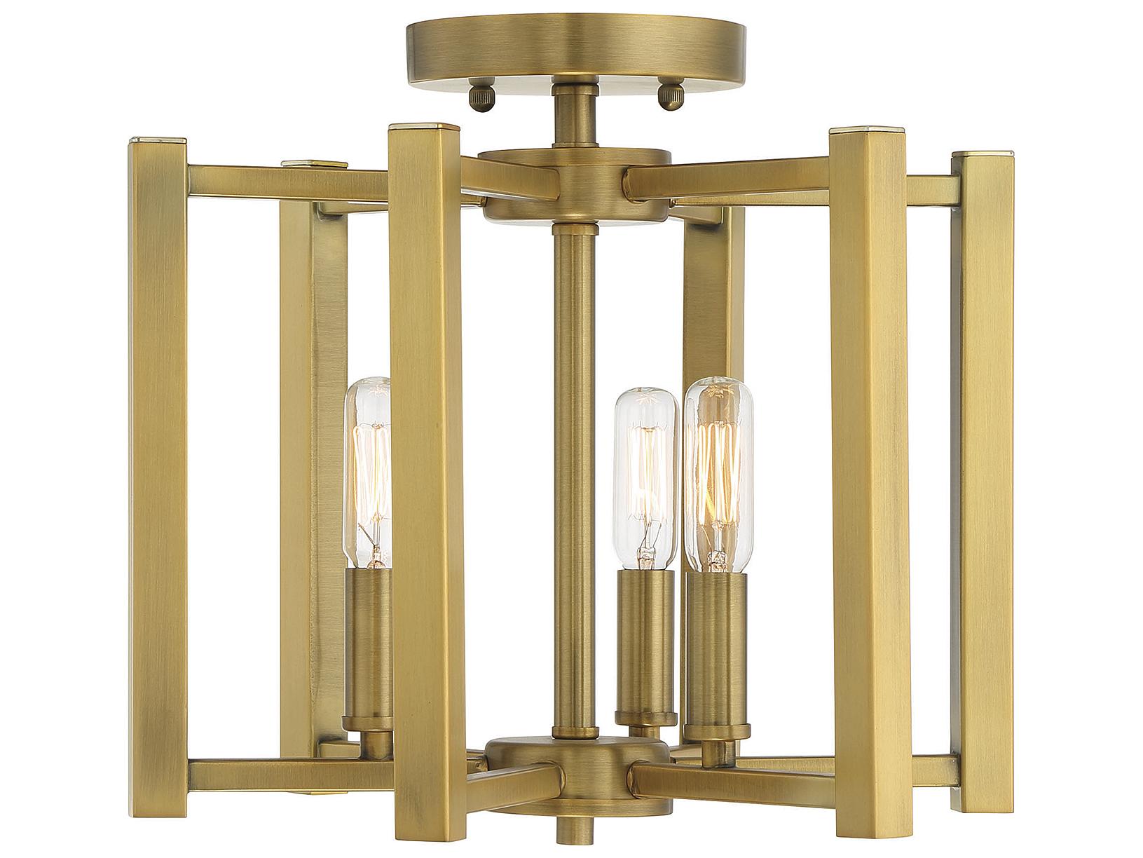 Savoy House Benson 3-Light Warm Brass Semi Flush Mount