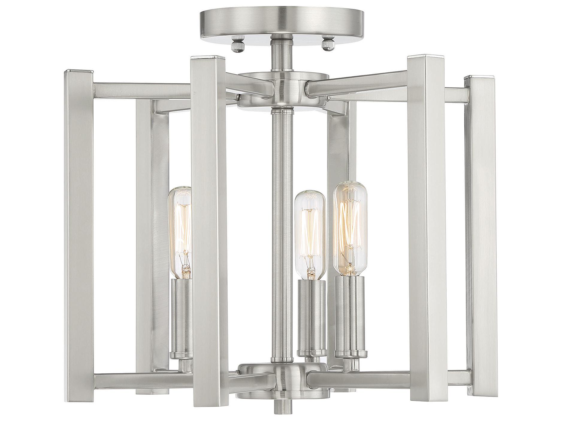 Savoy House Benson 3-Light Satin Nickel Semi Flush Mount