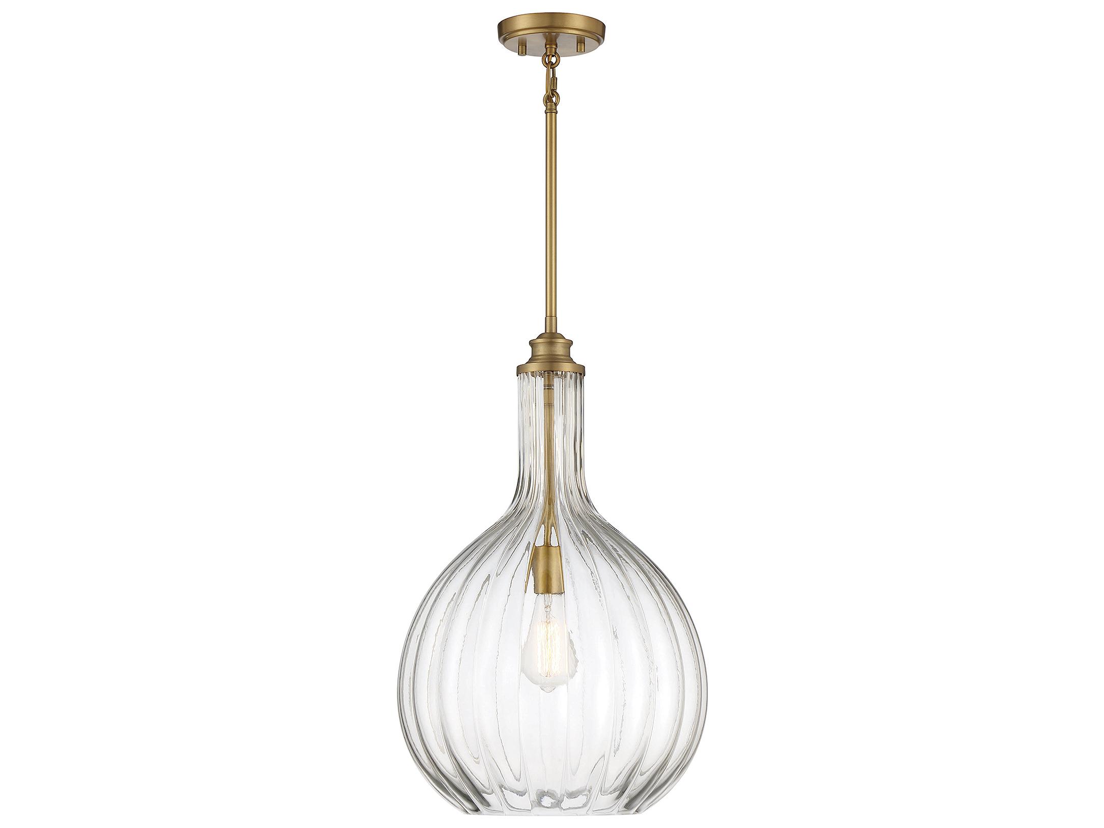 Savoy House Brandon 1-Light Warm Brass Glass Pendant
