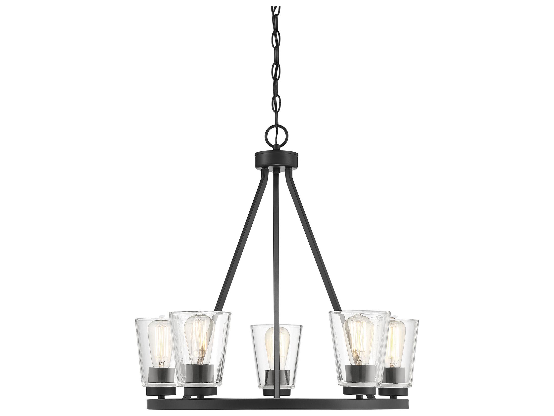 Savoy House Calhoun 5-Light Matte Black Glass Bell Chandelier