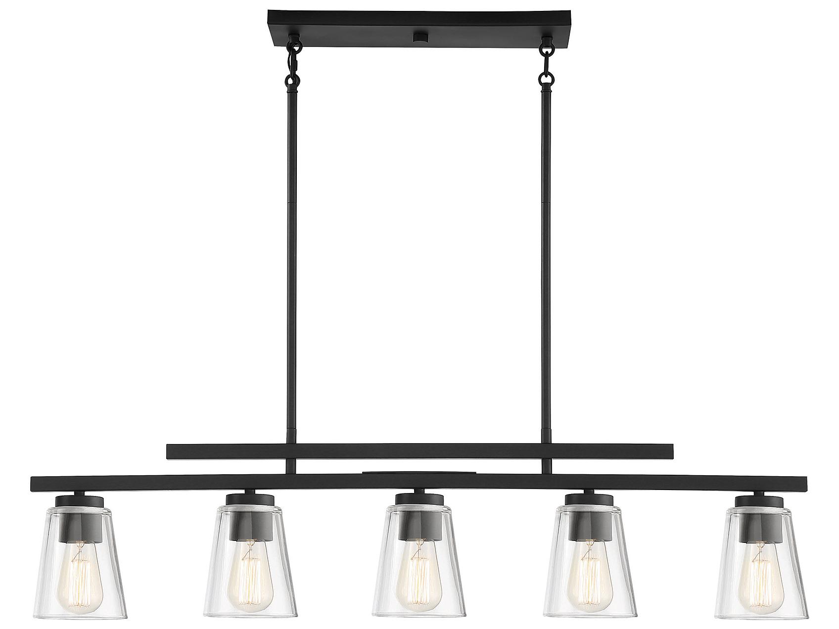 Savoy House Calhoun 5-Light Matte Black Glass Bell Linear Island Pendant