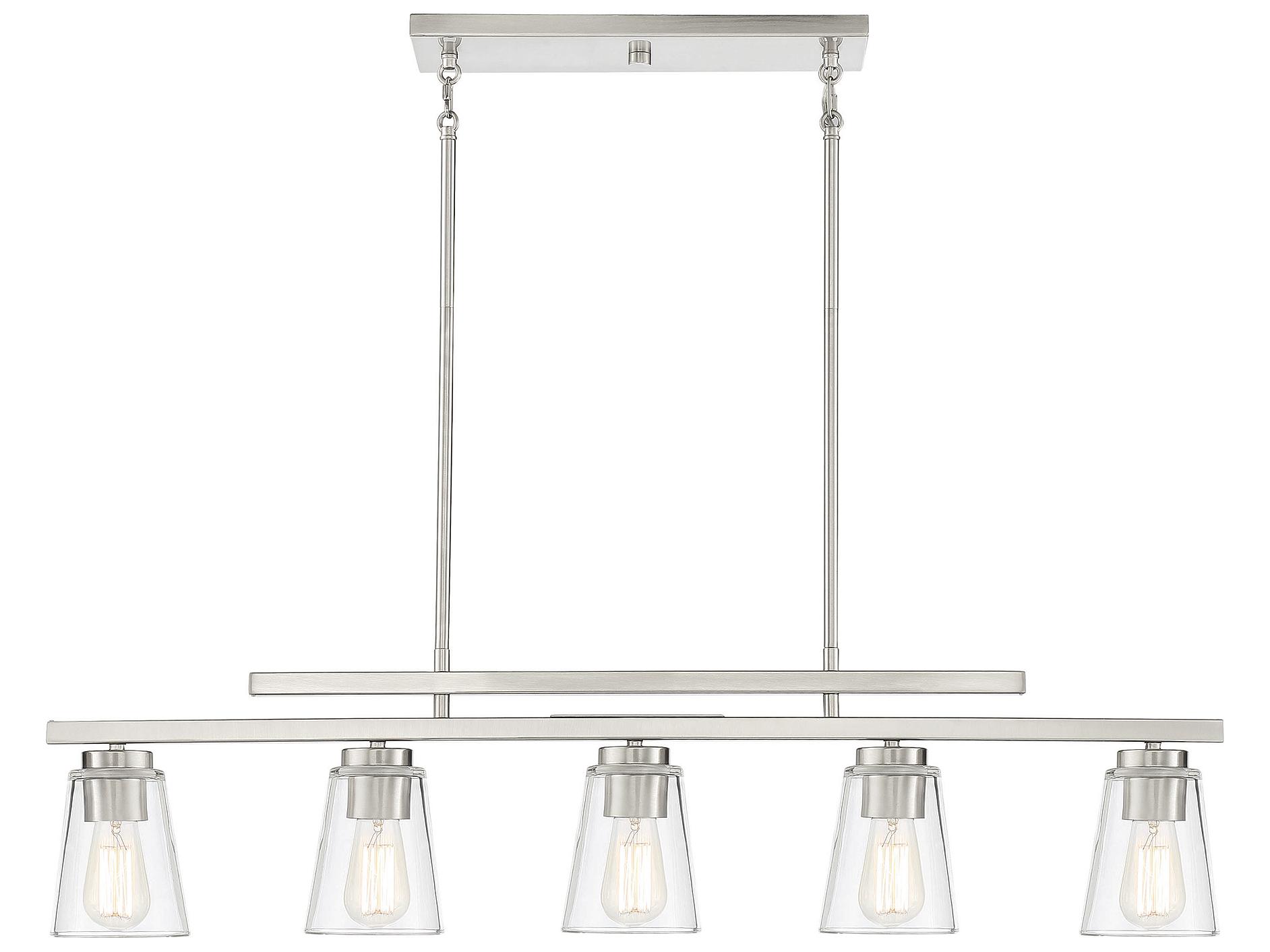 Savoy House Calhoun 5-Light Satin Nickel Glass Bell Linear Island Pendant
