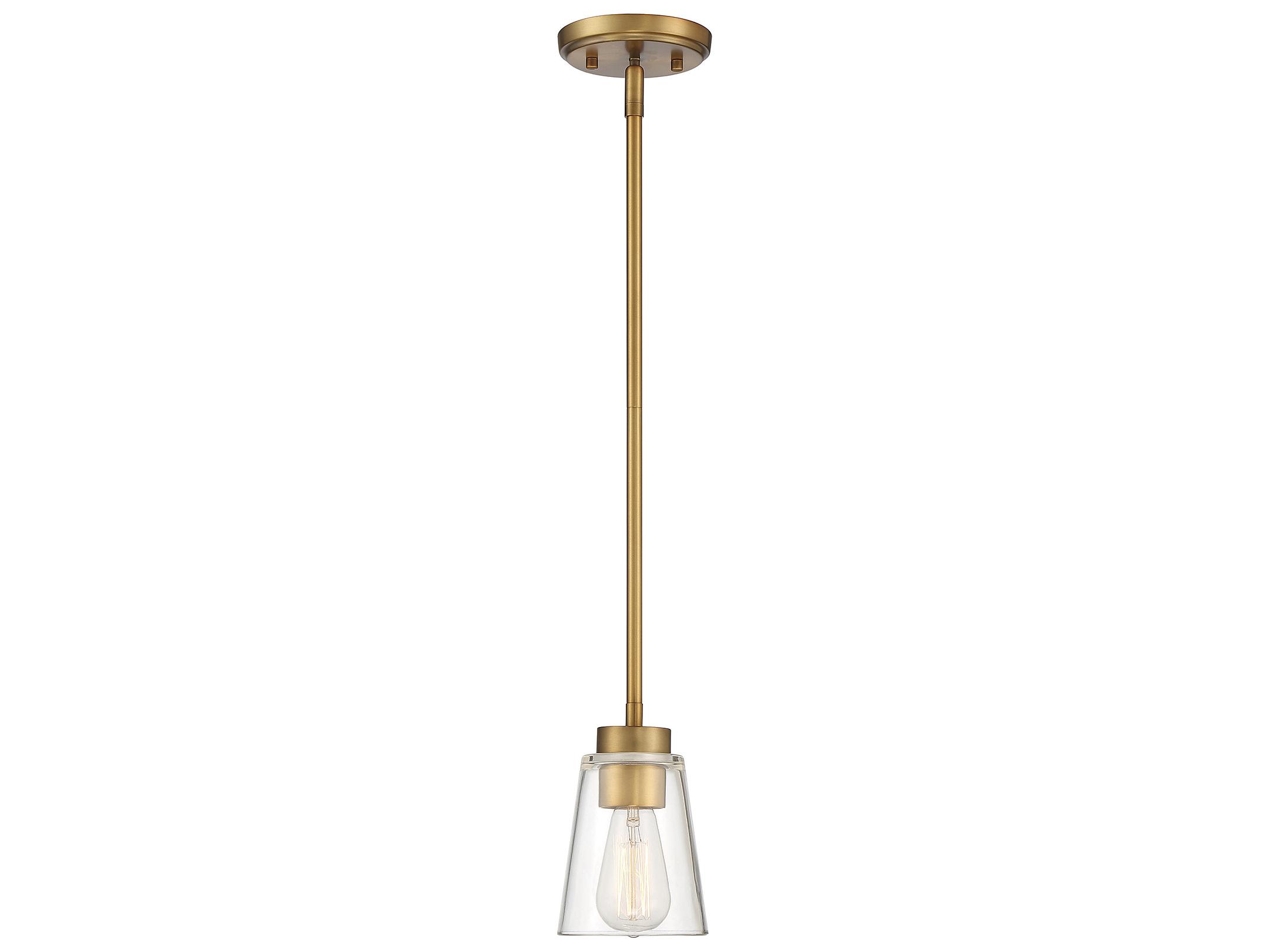Savoy House Calhoun 1-Light Warm Brass Glass Bell Mini Pendant