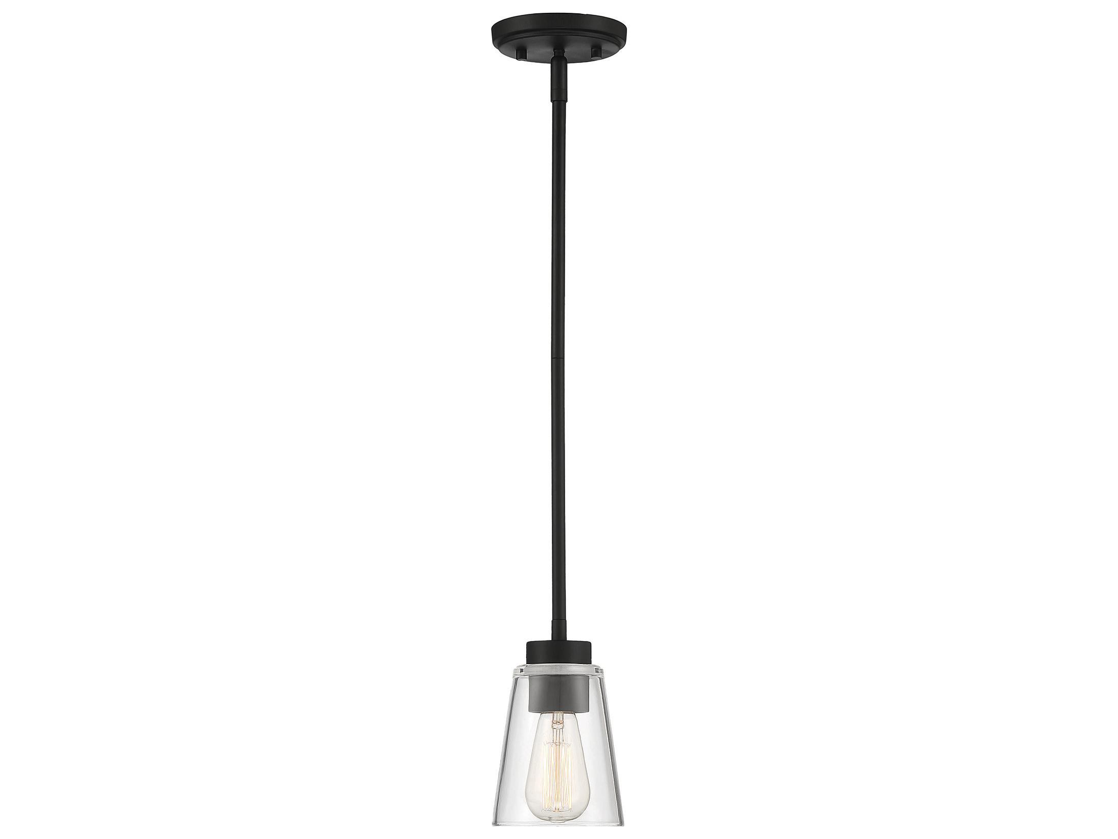 Savoy House Calhoun 1-Light Matte Black Glass Bell Mini Pendant