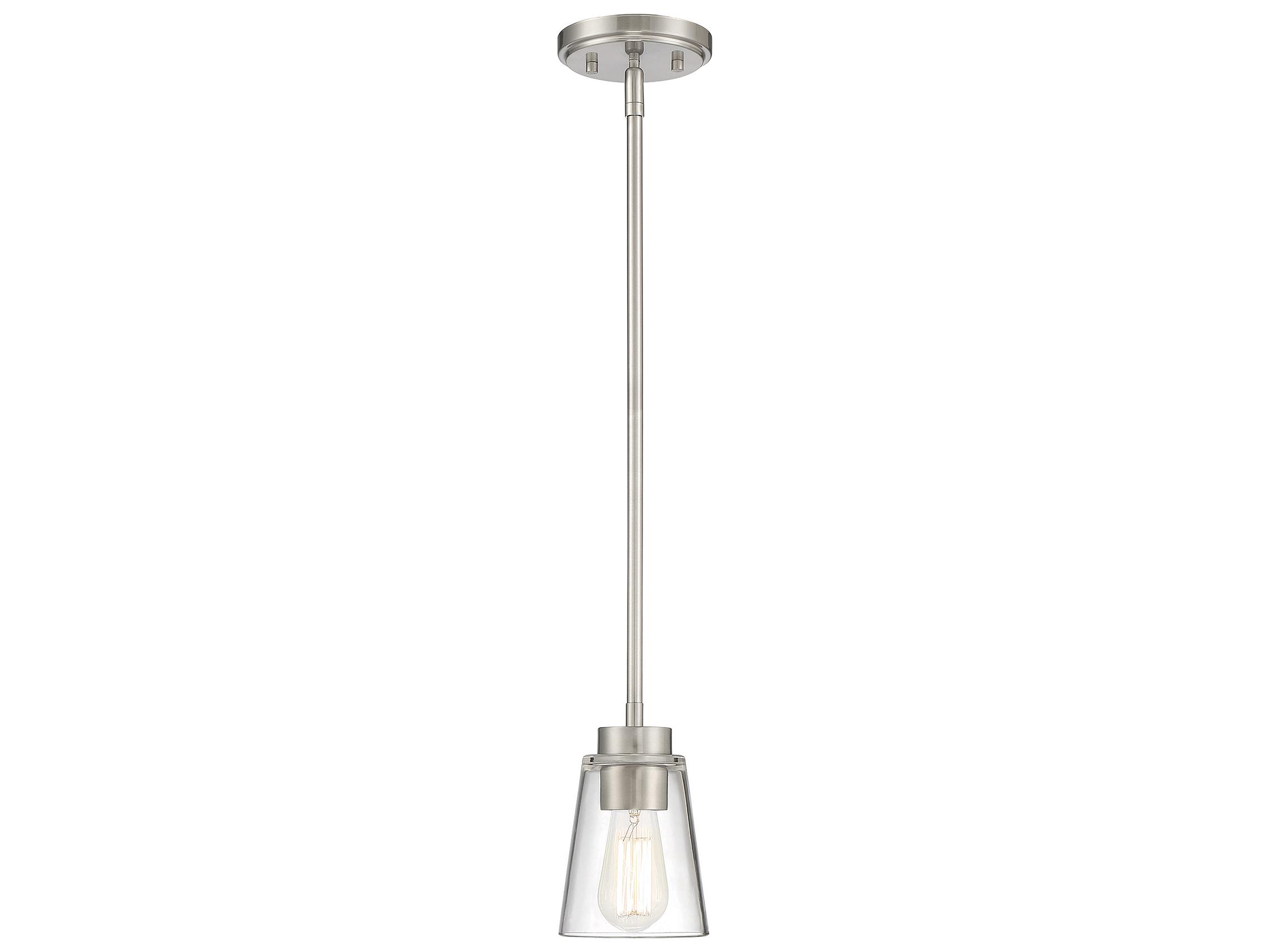 Savoy House Calhoun 1-Light Satin Nickel Glass Bell Mini Pendant