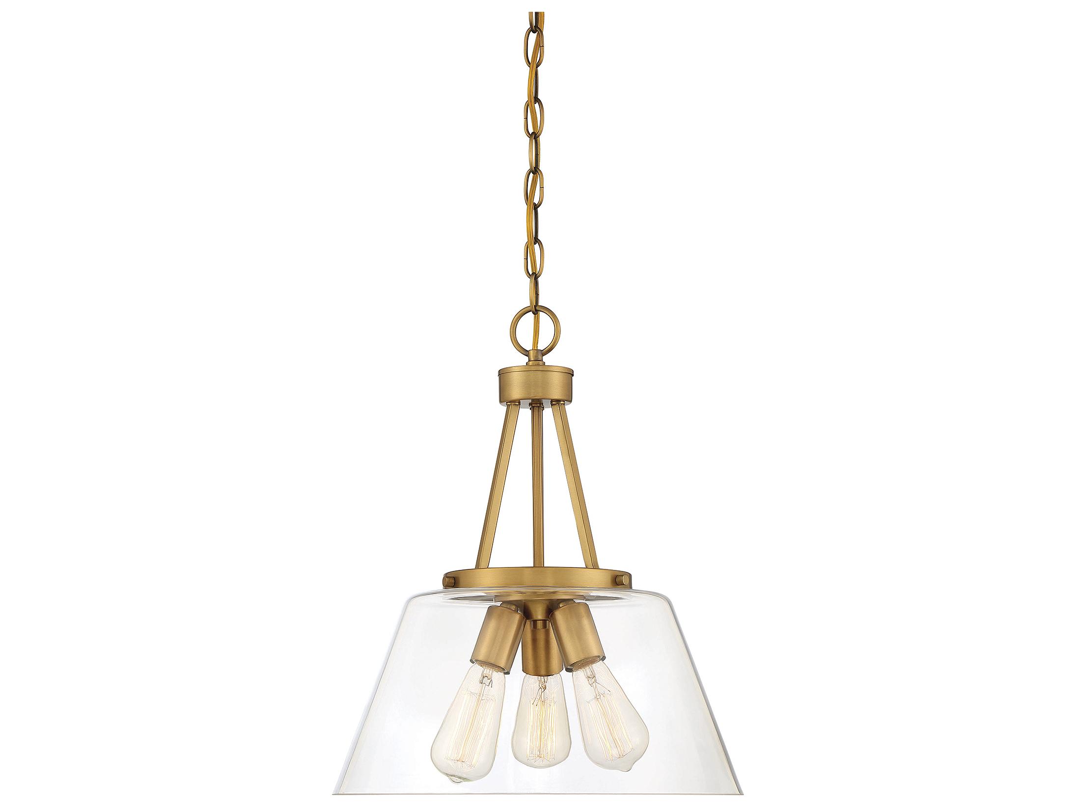 Savoy House Calhoun 3-Light Warm Brass Glass Pendant