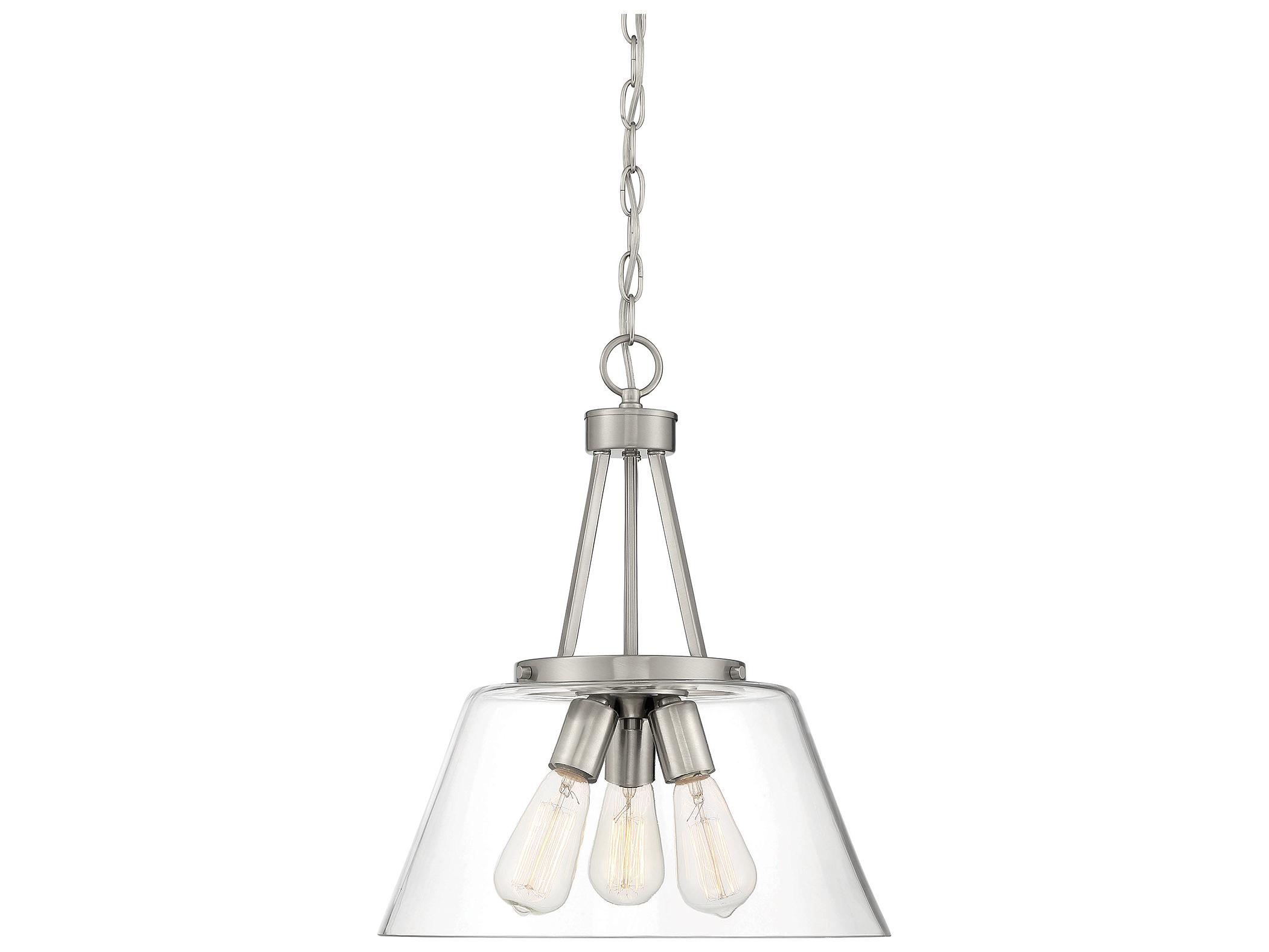Savoy House Calhoun 3-Light Satin Nickel Glass Pendant
