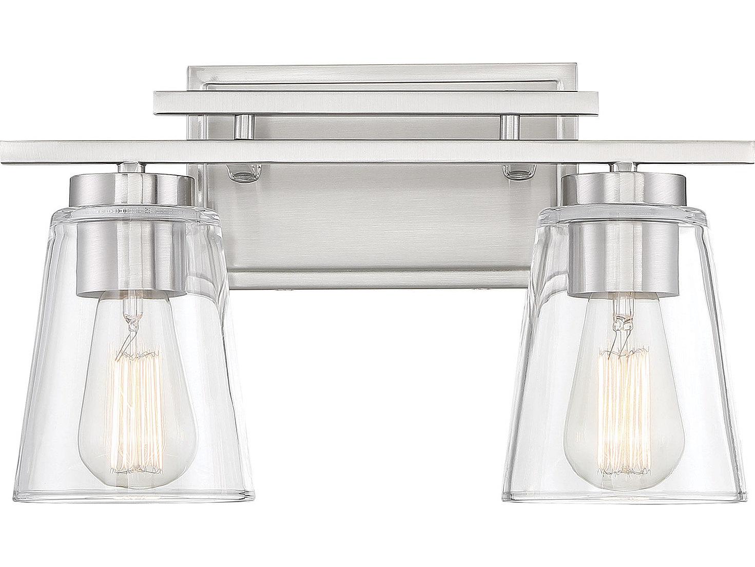 Savoy House Calhoun 2-Light Satin Nickel Glass Vanity Light