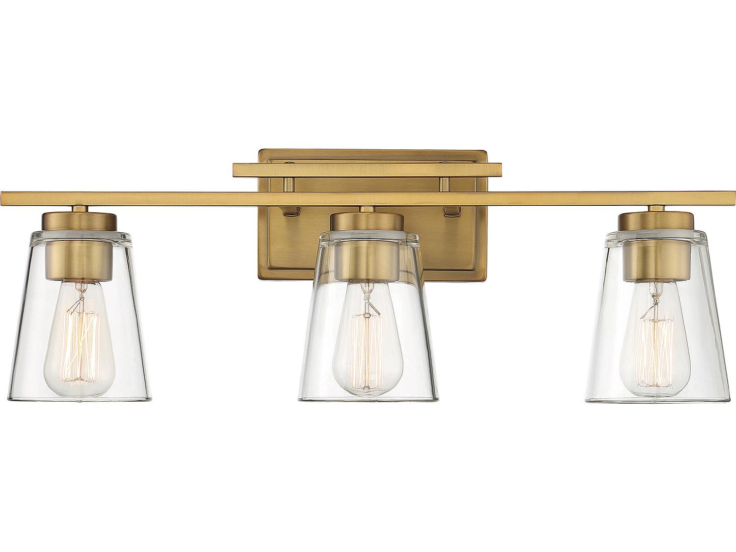 Savoy House Calhoun 3-Light Warm Brass Glass Vanity Light