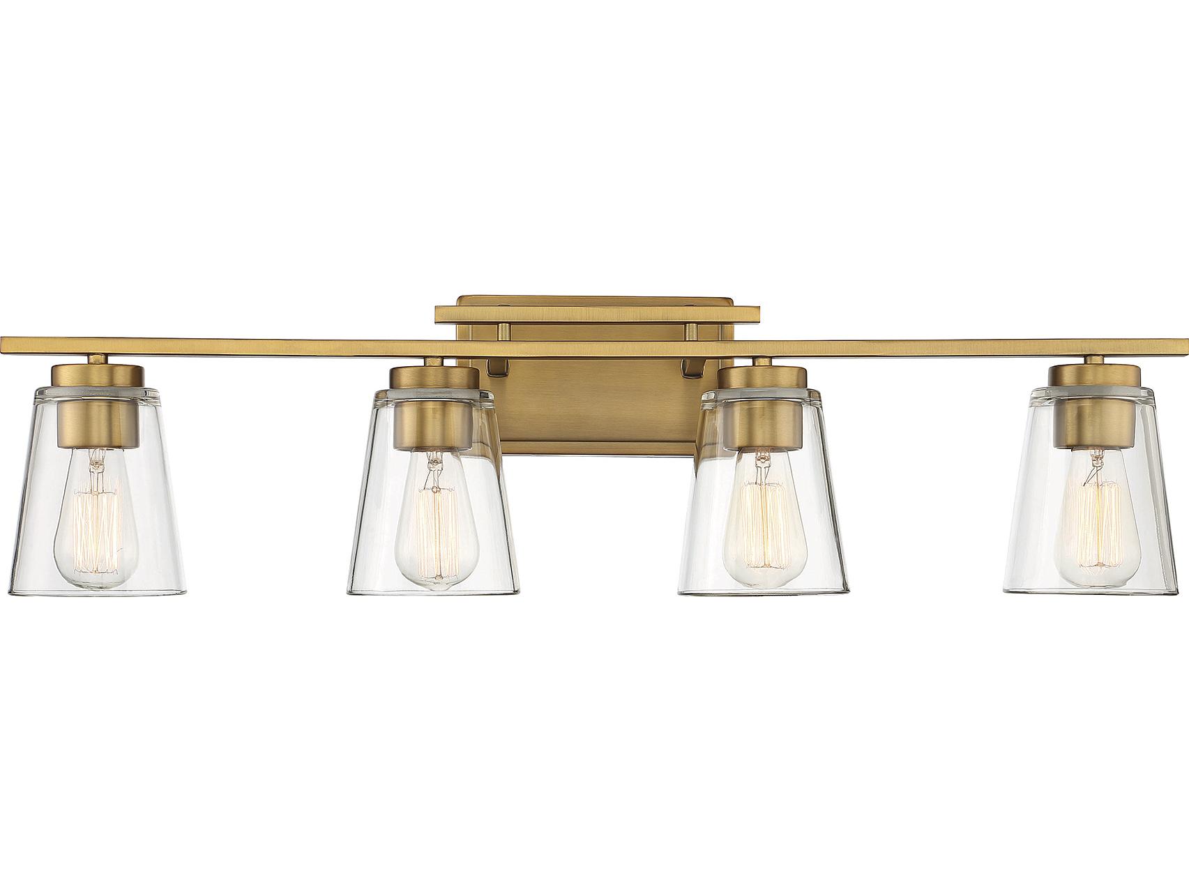 Savoy House Calhoun 4-Light Warm Brass Glass Vanity Light