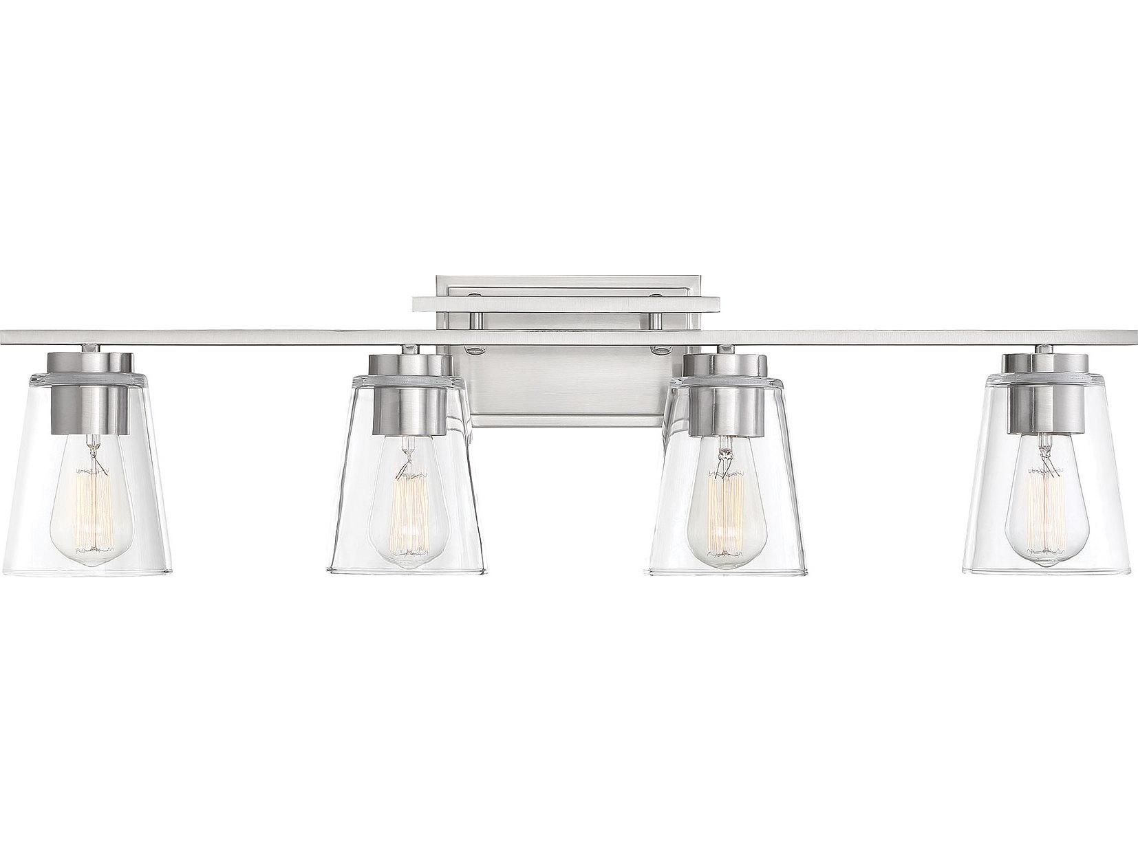 Savoy House Calhoun 4-Light Satin Nickel Glass Vanity Light