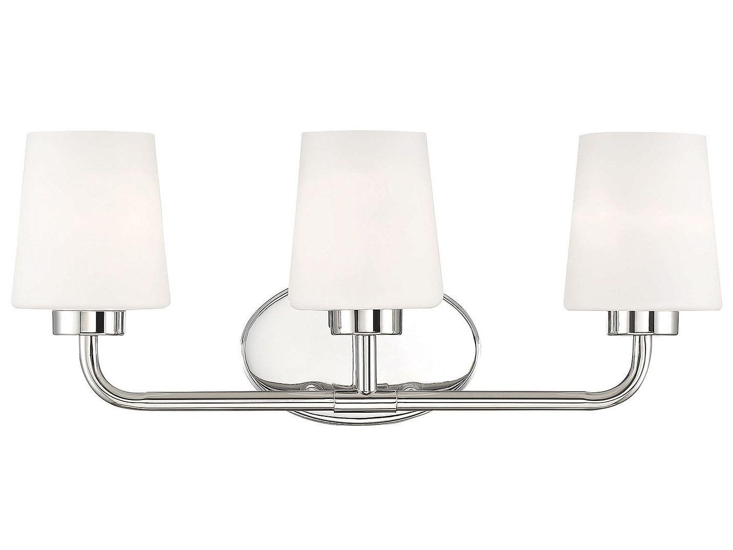 Savoy House Capra 3-Light Polished Nickel Glass Vanity Light