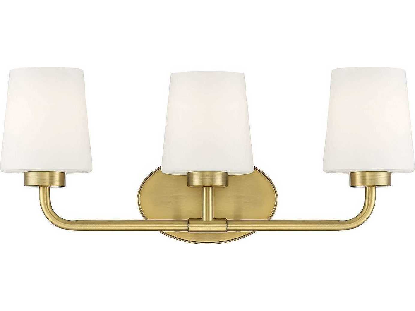 Savoy House Capra 3-Light Warm Brass Glass Vanity Light