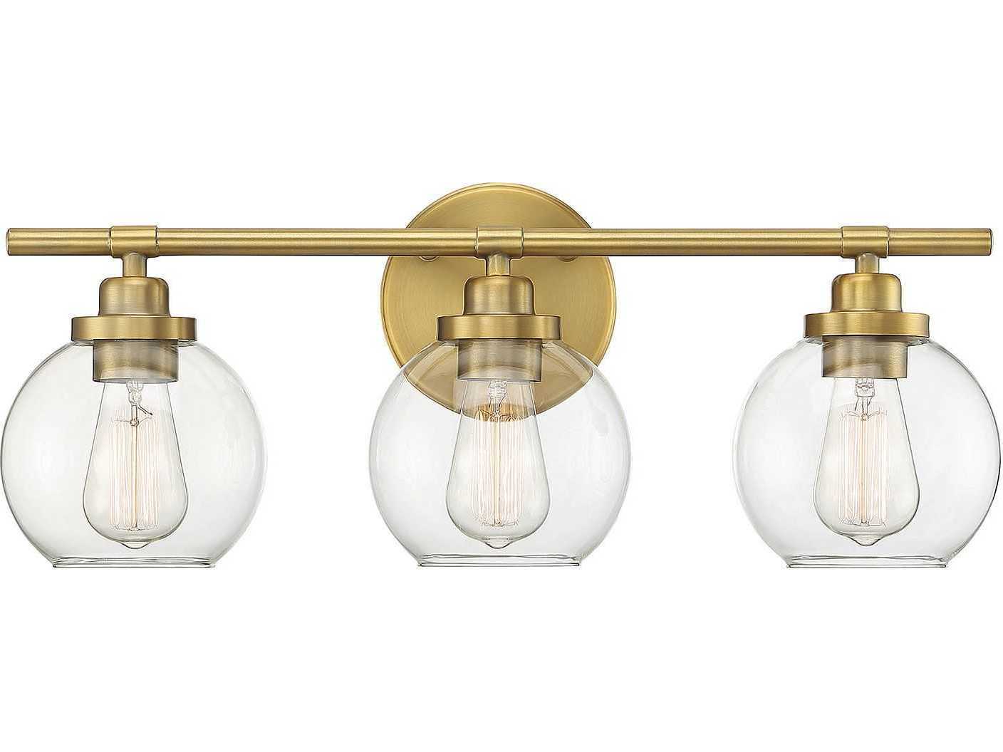 Savoy House Carson 3-Light Warm Brass Glass Vanity Light