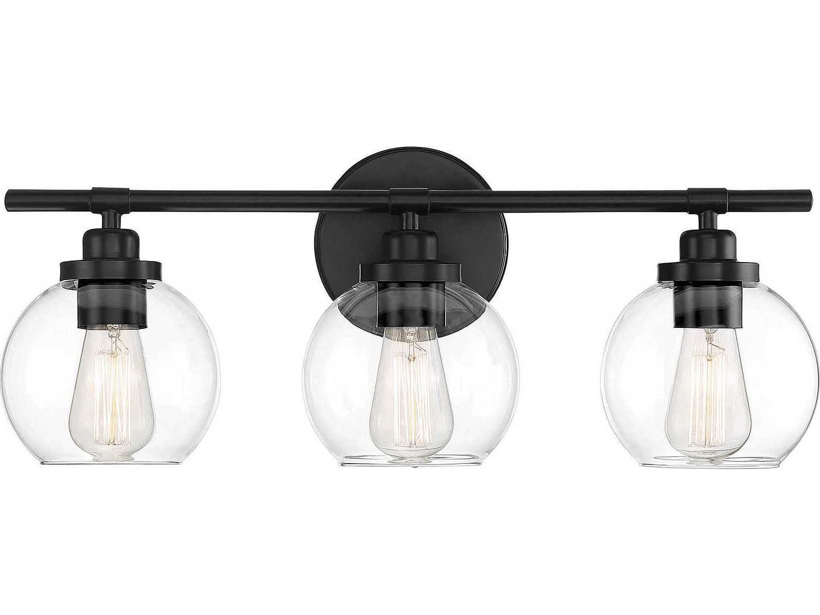 Savoy House Carson 3-Light Matte Black Glass Vanity Light