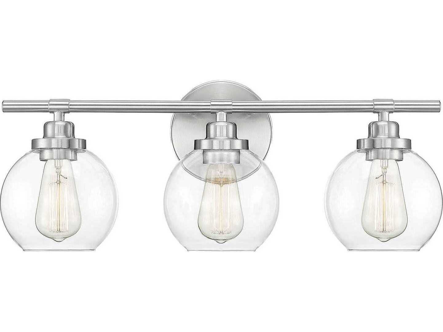 Savoy House Carson 3-Light Satin Nickel Glass Vanity Light