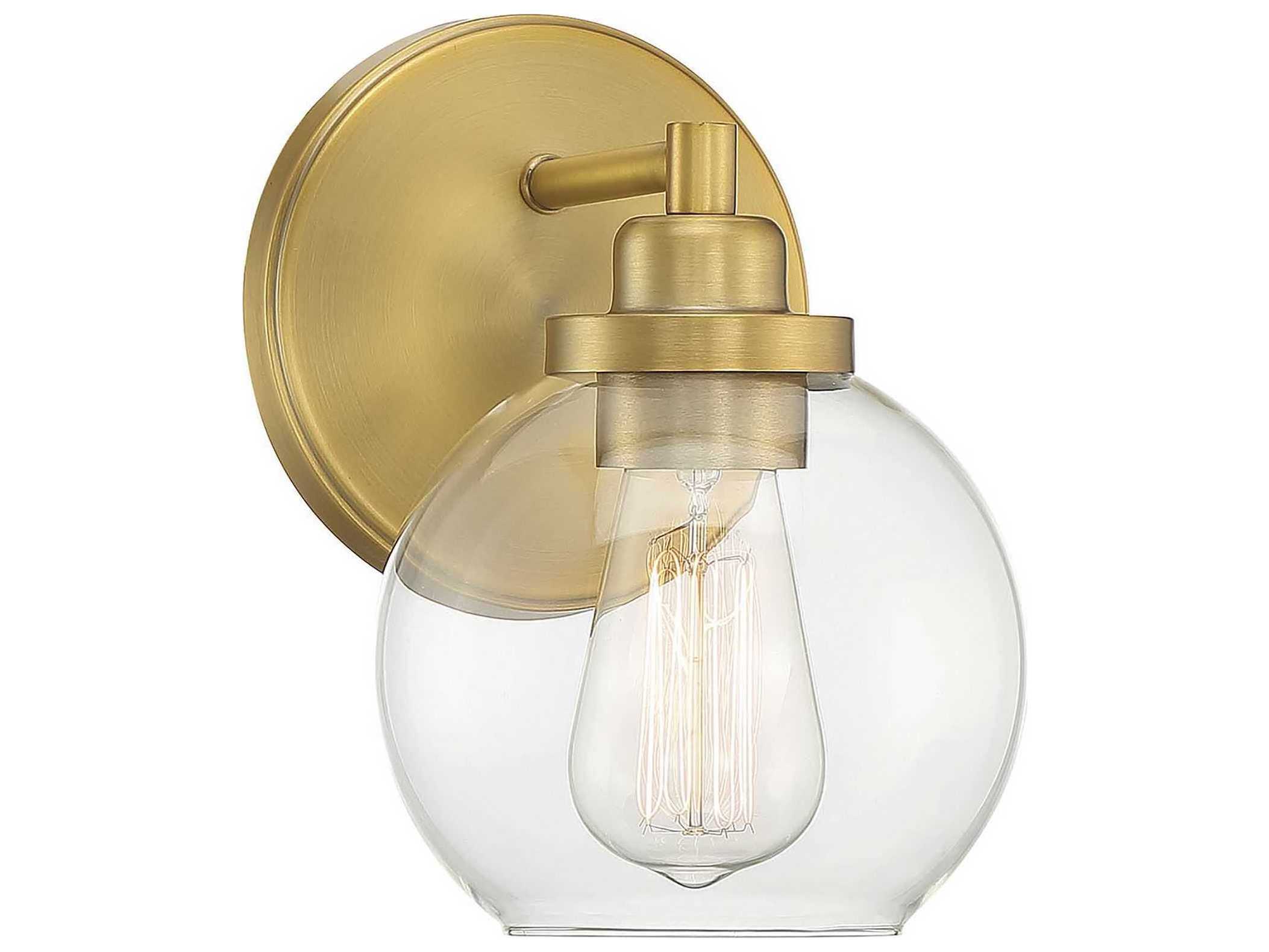 Savoy House Carson 1-Light Warm Brass Glass Wall Sconce