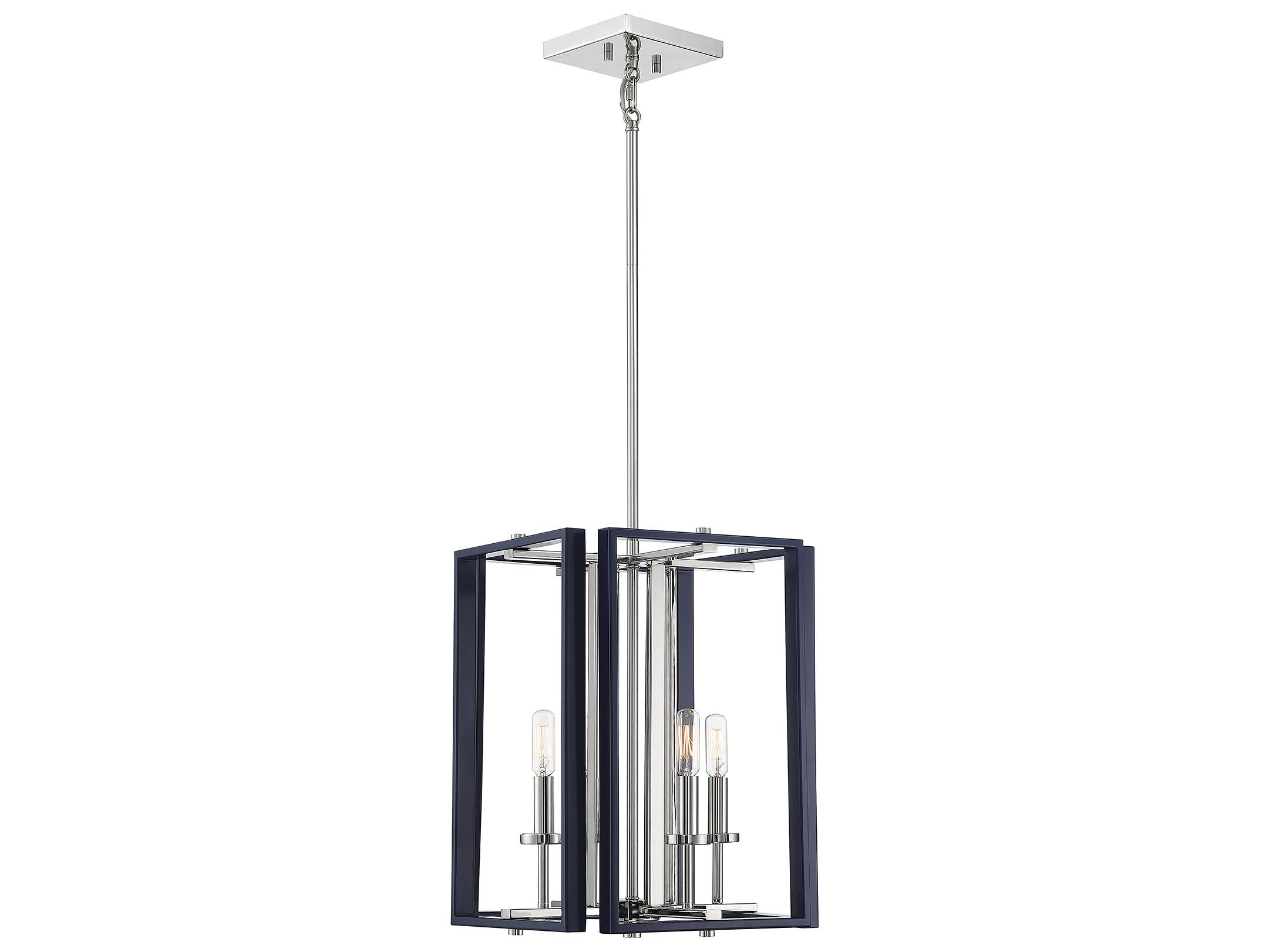 Savoy House Champlin 4-Light Navy Polished Nickel Blue Glass Chandelier