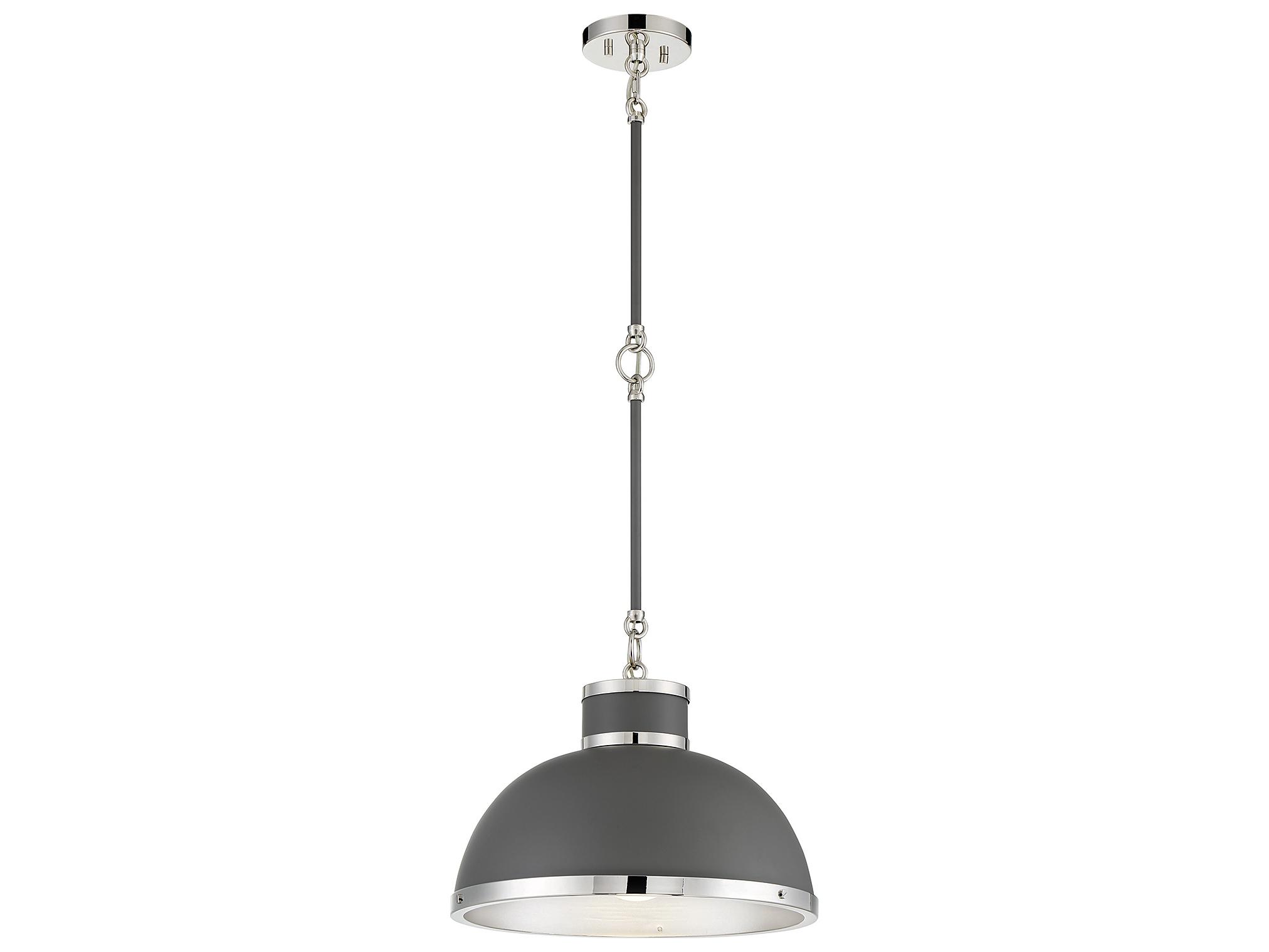 Savoy House Corning 1-Light Gray Polished Nickel Glass Dome Pendant