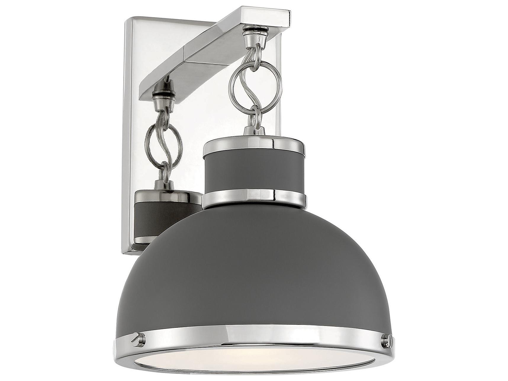 Savoy House Corning 1-Light Gray Polished Nickel Glass Wall Sconce