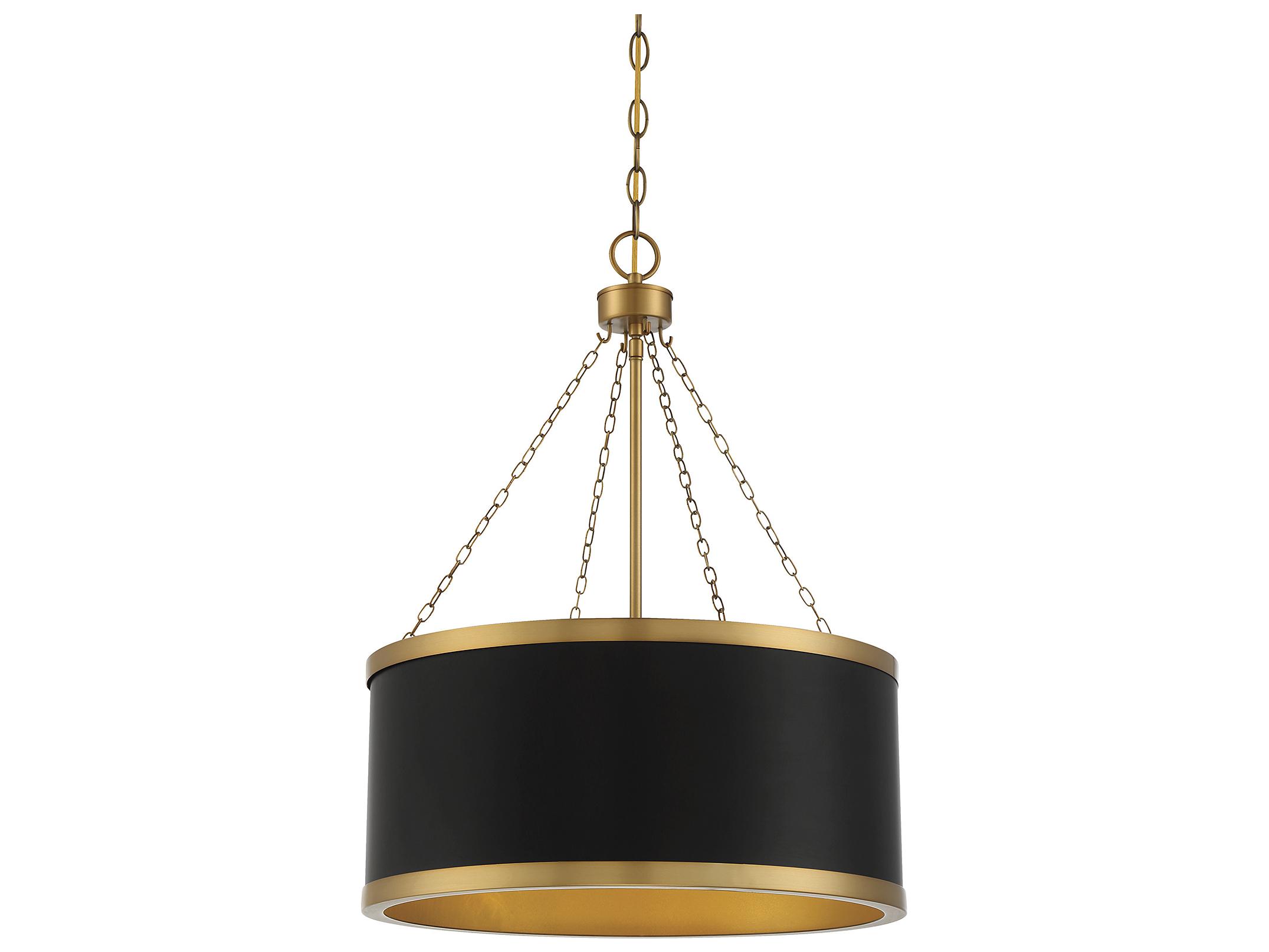 Savoy House Delphi 6-Light Black Warm Brass Drum Pendant
